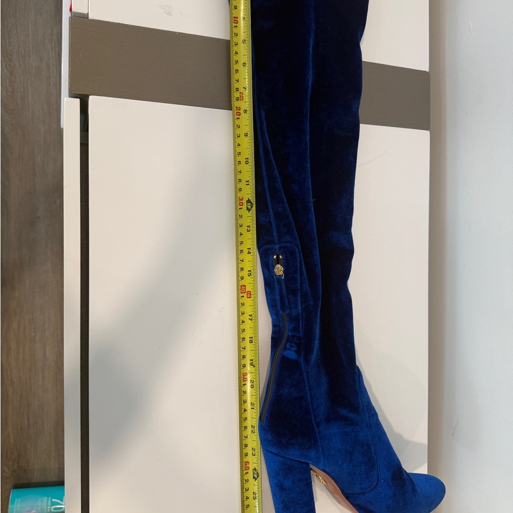 Aquazzura royal Blue Velvet over Knee-High Boots - Picture 7 of 11